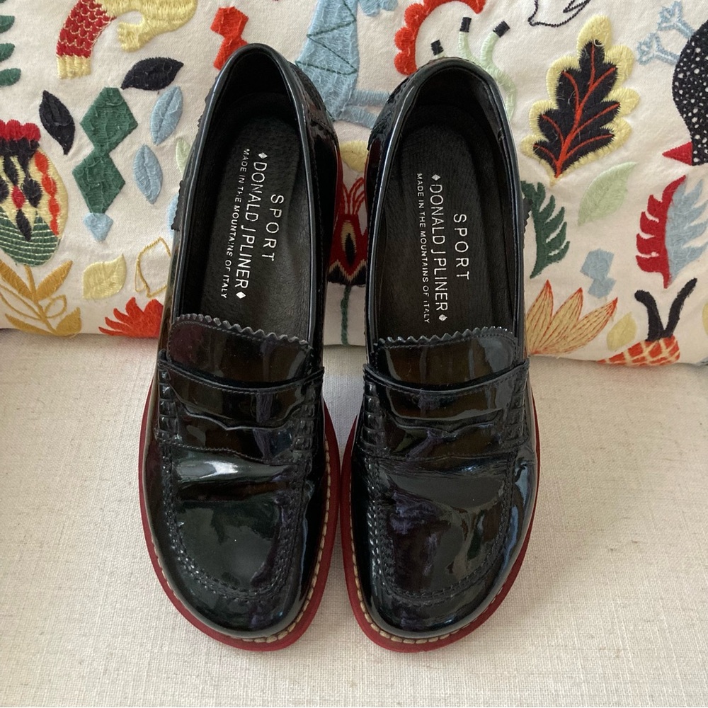 Donald J. Pliner Black Leather Loafers Slip-Ons size 7.5
